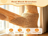 41 Inch Solid Pear Wood Tree Tower Multi-Level Vertical Playground with Plush Top Perch Private 51527503
