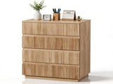 Handleless Grille-Finished 4-Drawer Bedside Table P2 Particleboard MDF & ,elamine Veneer 74317864