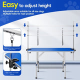 LEHUOCW Grooming Table, Adjustable Cat Drying Desktop with Arms, Nooses, Mesh Tray, Foldable Pet W3150P280653