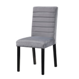 Gray Velvet Upholstered Side Chairs Set of 2pc Black Finish Wood Frame Casual Dining Room Furniture B011125791