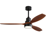 ZNTS 52 Inch Wooden Ceiling Fan With 3 Solid Wood Blades Remote Control Reversible DC Motor With Led W882P147232