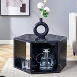 Hexagonal MDF coffee table, characteristic pattern stickers, multi-hole design to give more storage W1151P200321