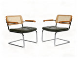 Dining Chairs Set of 2, Faux Leather Rattan Side Accent Chairs with Chrome Legs, Modern Mid Century W2105P540789
