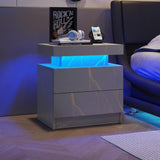 ZNTS Nightstand LED Bedside Table Cabinet Lights Modern End Side with 2 Drawers for Bedroom W2178138743