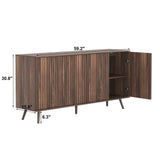 Sideboard Buffet Cabinet with Storage, Long Sideboard Storage Cabinet with 4 Doors, Wood Credenza W409P327406