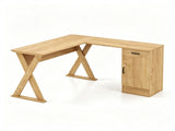Reversible L-Shaped Computer Desk, Oak Finish Corner Writing Desk with Drawer & Storage Cabinet, 15869788