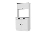 White and Black 2-Cabinet Kitchen Pantry B062P175029