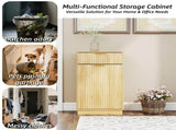 10-Gallon Woodgrain Tilt-Out Trash Can Cabinet with Wave-Textured Drawer & Pull-Out Bin 42935514