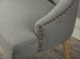 Grey Button Tufted Solid Wood Wingback Hostess Chairs with Nail Heads Set of 2 T2574P164607