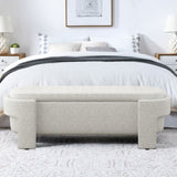 Linen Fabric Upholstered Bench with Large Storage Space for the Living Room, Entryway and W487P271463