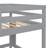 ZNTS Twin Size Loft Bed with desk and shelves, Safety Guardrail and ladder,Grey W504P181852