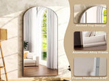 64"x21" Arched Full Length Mirror Freestading Full Body Floor Mirror, Silver 24747496