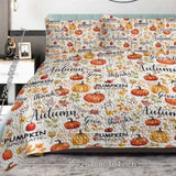 Pumpkin Autumn Leaves Design Quilt Set 3 Pieces King Size All Seasons Bedding Quilt Bed Set with 2 77943134