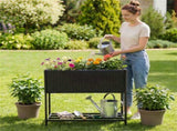 28" Elevated Raised Planter Box with Storage Shelf, Ergonomic Garden Bed for Patio Balcony Herb 14565197