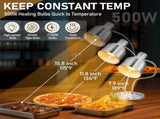 US Standard HT-222 110V 500W Commercial Food Heating Lamp, Silver Stainless Steel Vertical Electric 67509702