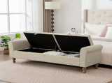 65.75" Wide Modern Upholstered Storage Bench With Double Lids 97880592