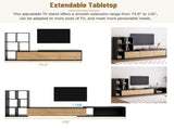 ON-TREND 74.8''-126'' Extendable TV Stand with 3 Tier Bookshelves for TVs up to 110'', Adjustable WF531669AAB