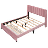 ZNTS Queen Size Storage Bed Velvet Upholstered Platform Bed with a Big Drawer - Pink WF296854AAH