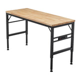 Adjustable Height Workbench, 60" Rubber Wood Top Heavy duty Workstation with Power Outlets, 2000 LBS W1422P218519