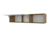 Roslyn Wall-Mounted Cabinet with Lift-Up Door, Open Compartments, Natural Oak and White B128P287526