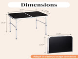 3ft Rectangle 2Fold Top Outdoor Folding Table, Aluminum Frame, 50kg Load 64442016