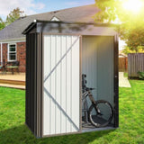 ZNTS Patio, Lawn & Garden,5*3FT Outdoor Storage,Tool with Sloping Roof and Lockable Door, Metal W1598P153006