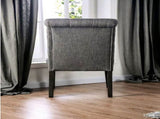 Classic Antique Black / Gray Set of 2 Side Chairs Button Tufted Linen Like Fabric Solid wood Chair B011104801