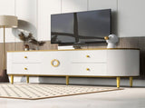 Modern TV Stand for TVs up to 80 Inches, Entertainment Center with 4 Drawers and 1 Cabinet, Wood TV 38254875