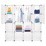 ZNTS Modular Closet Organizer Plastic Cabinet, 16 Cube Wardrobe Cubby Shelving Storage Cubes Drawer Unit, 66443111