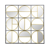 35.6" in Eclectic Styling Metal Beaded Black Wall Mirror with Contemporary Design for W2078124371