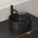 14'' Bathroom Round Ceramic Sink with Stone Pattern, No Faucet No Cabinet, Matte Black W2615P279358