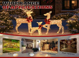 3pcs 4FT 30.00V 3.60W Family Elk Champagne Iron Frame Courtyard Elk Decoration 85433522