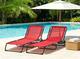 Wine Red Set of 2 Folding Chaise Lounge Chairs Sun Tanning Chairs for Beach Camping Outdoor 10563872