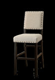 Rustic Charm Ivory Linen Like Fabric 2pcs Counter Height Bar Chairs Kitchen Furniture Nailhead Trim B011P189951