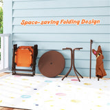 4 Pieces Folding Kids Table and Chair Set with Height Adjustable Sun Umbrella - Brown 18420047