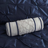 7 Piece Tufted Comforter Set Navy Queen B03596831