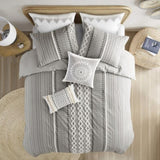 Full/Queen Cotton Printed Duvet Cover Set with Chenille B03596475
