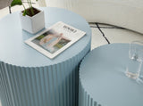MDF Nesting Table Set of 2,Handcraft Round Coffee Table for Living Room/Leisure Area, Blue W87682178