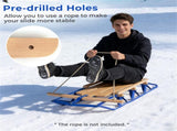 Classic Winter Sled - Sit/Lie Dual-Use, Pre-Drilled Steering Bar, Outdoor Snow Fun-Blue 98306168