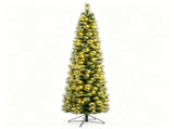 7ft Pre-Lit Slim Pencil Christmas Tree with 8 Light Modes & Remote Timer, Flame Retardant PVC, 68734458