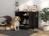 Dog Feeding Station with Built-in Storage & Raised Bowls Height-Adjustable Panel, Hooks for Medium 78921688