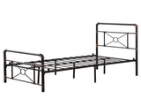 Single-layer Water Pipe Bed with Cross Design and Foot End Twin Black Iron Bed 91079255