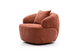 360&deg Swivel Mid Century Modern Curved Sofa, 1-Seat Cloud couch Boucle sofa Fabric Couch, Orange W87691481