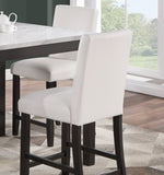 ZNTS Modern 5pc Counter Height Dining Set Kitchen Dinette Marble Top Table and 4x High Chairs White B011P184983