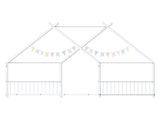 White Flat Bed House Shape with Side Guardrails Twin Children's Iron Bed 70816319