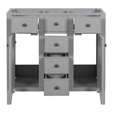 ZNTS 36" Bathroom Vanity without Sink, Cabinet Base Only, Two Cabinets and Five Drawers, Solid Wood WF299664AAE