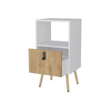 White and Macadamia Open Shelf Tall Nightstand B062P175195