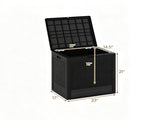25 Gallon Outdoor Deck Box, Weatherproof PP Storage Chest with Rattan Texture, Lockable Patio 23182886