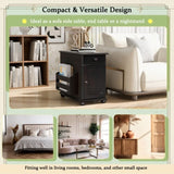 U-Can Vintage End Table Flip Top Side Table with USB Ports, One Multifunctional Drawer with cup N724P293133P