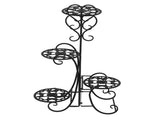 4 Potted Rounded Flower Metal Shelves Plant Pot Stand Decoration for Indoor Outdoor Garden Black 69287047